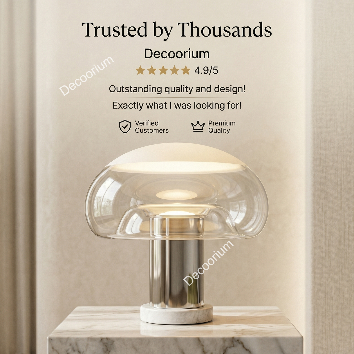 Modern Luxury Glass Dome Table Lamp – Minimalist Designer Bedside Lighting