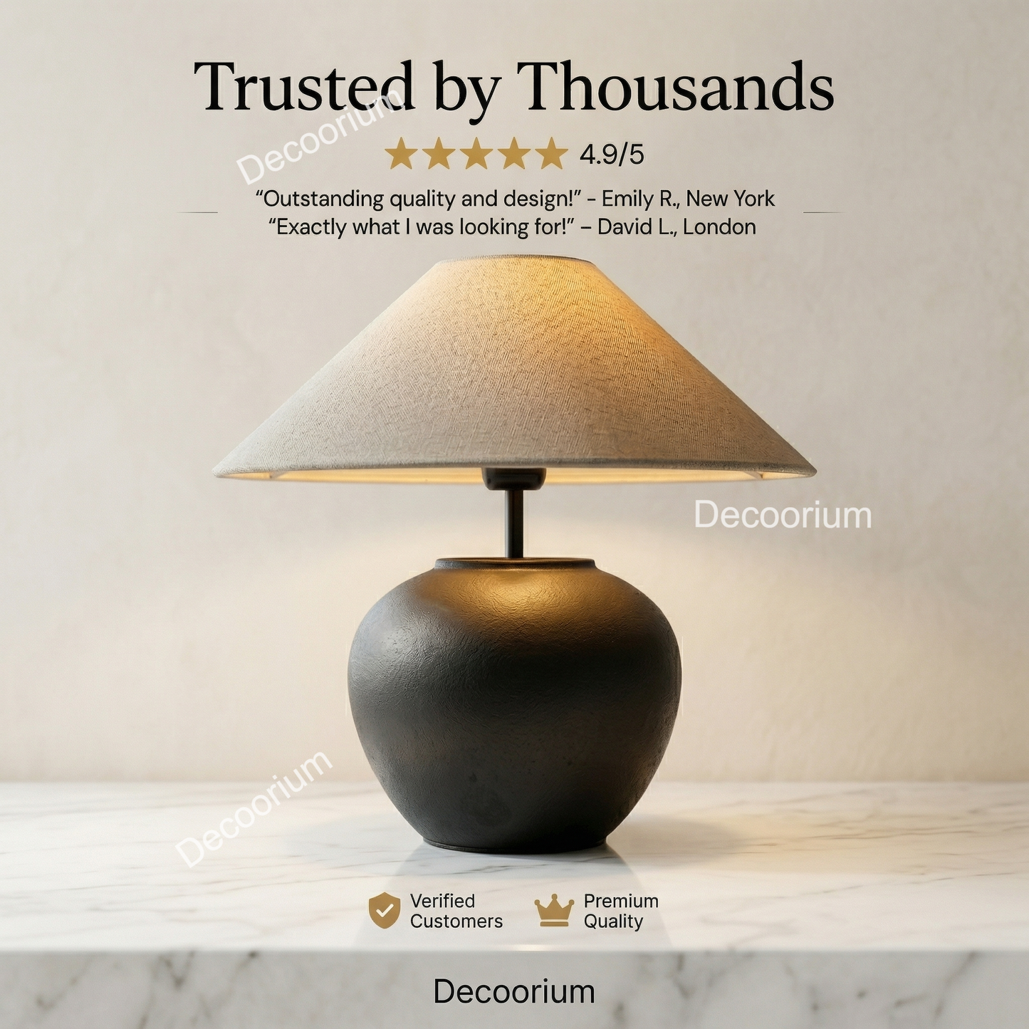 Modern Ceramic Table Lamp with Linen Shade – Minimalist Bedside & Living Room Lighting