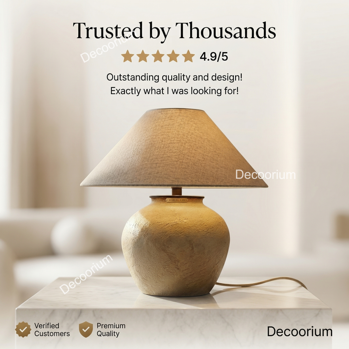 Modern Ceramic Table Lamp with Linen Shade – Minimalist Bedside & Living Room Lighting