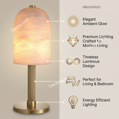 Modern Marble Dome Table Lamp – Luxury Brass Base Ambient Lighting for Bedroom & Living Room