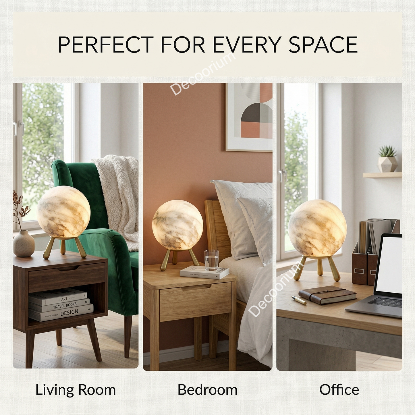Designer Marble Globe Lamp – Modern Luxury Table Light for Living Room
