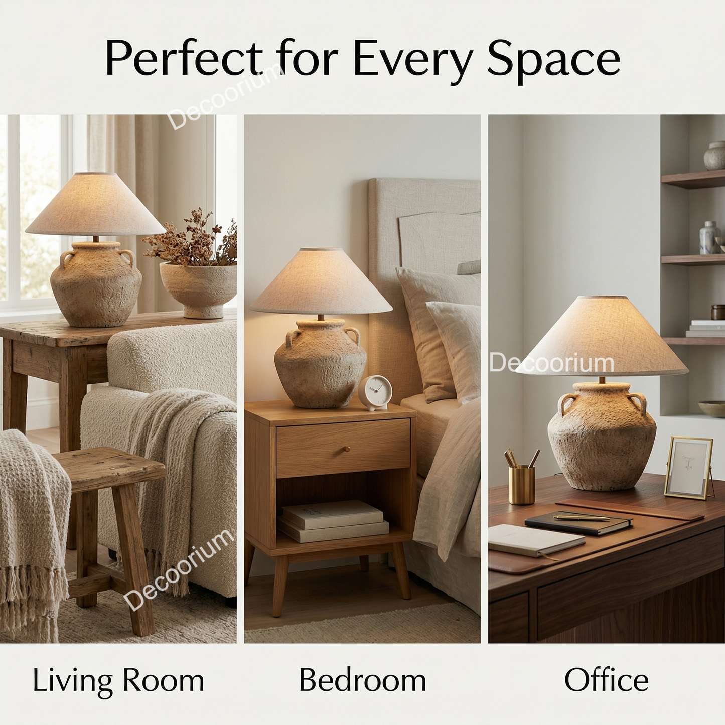 Modern Ceramic Table Lamp with Linen Shade – Minimalist Bedside & Living Room Lighting