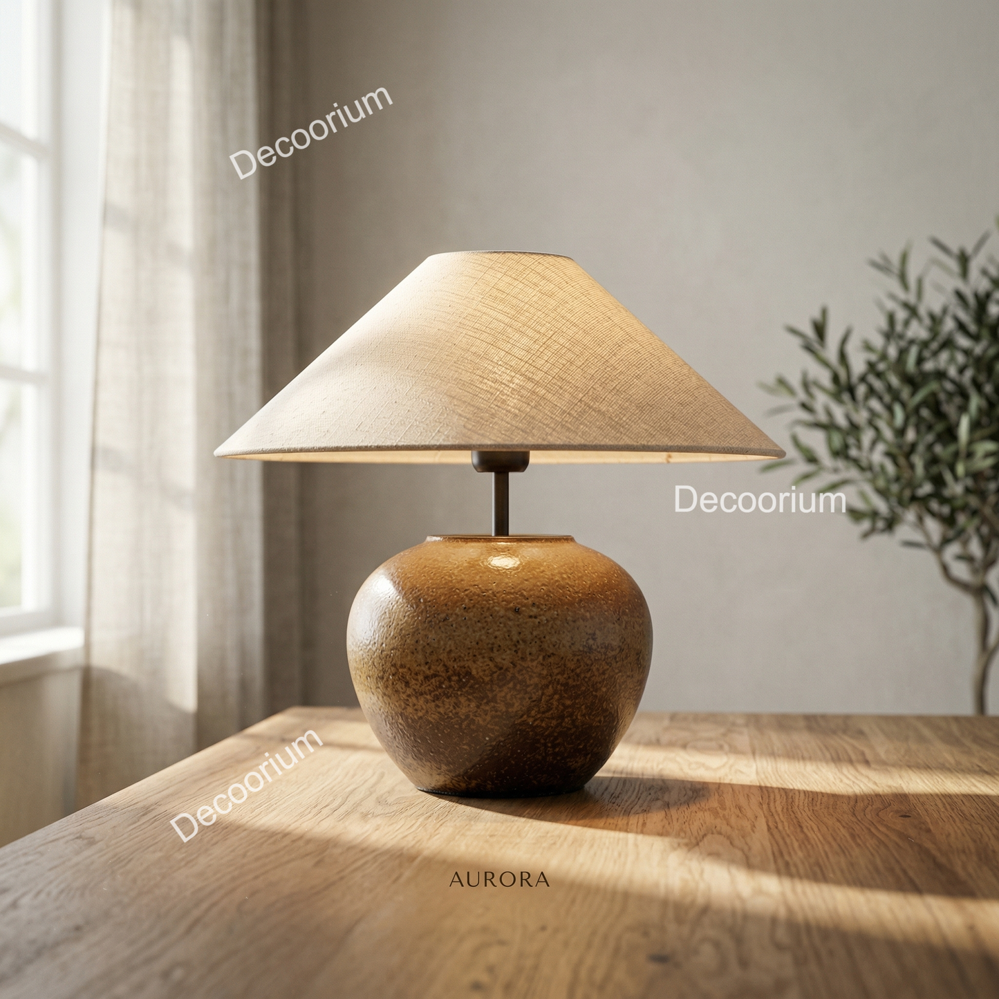 Modern Ceramic Table Lamp with Linen Shade – Minimalist Bedside & Living Room Lighting