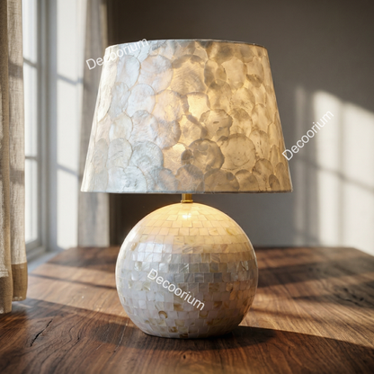 Modern Ceramic Table Lamp with Linen Shade – Minimalist Bedside & Living Room Lighting