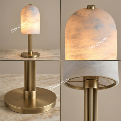 Modern Marble Dome Table Lamp – Luxury Brass Base Ambient Lighting for Bedroom & Living Room