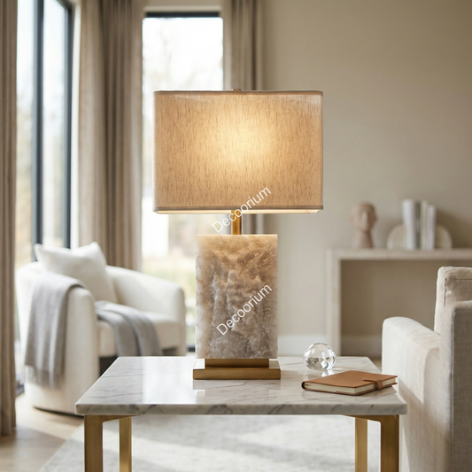 Luxury Marble Table Lamp – Modern Elegant Bedside Light for Premium Home Decor