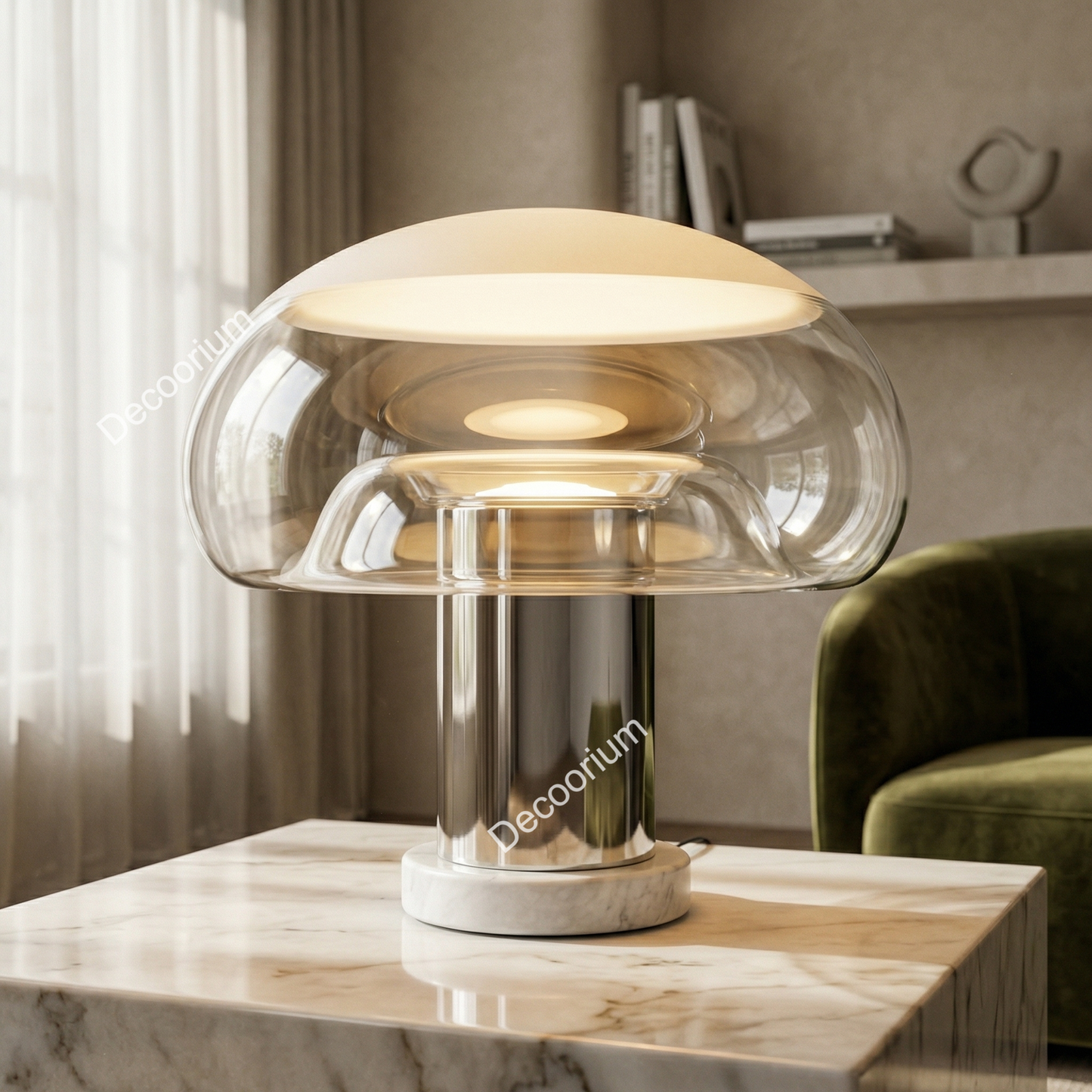 Modern Luxury Glass Dome Table Lamp – Minimalist Designer Bedside Lighting