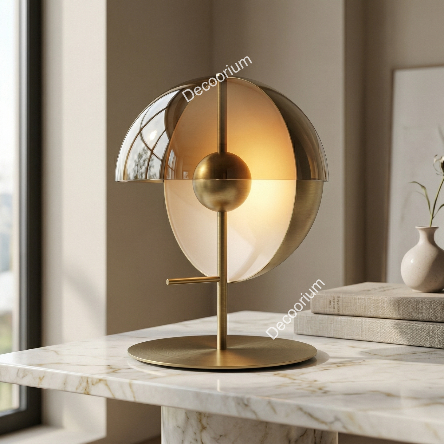 Luxury Modern Gold Glass Table Lamp – Designer LED Bedside Lamp for Living Room & Bedroom Decor