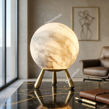 Designer Marble Globe Lamp – Modern Luxury Table Light for Living Room