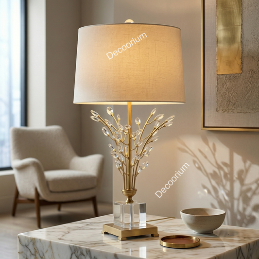 Luxury Crystal Branch Table Lamp with elegant gold design.