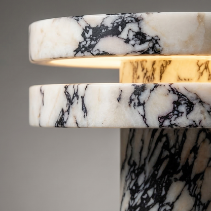 Luxury Natural Marble Table Lamp with Soft LED Light – Elegant Modern Bedside Decor Lamp