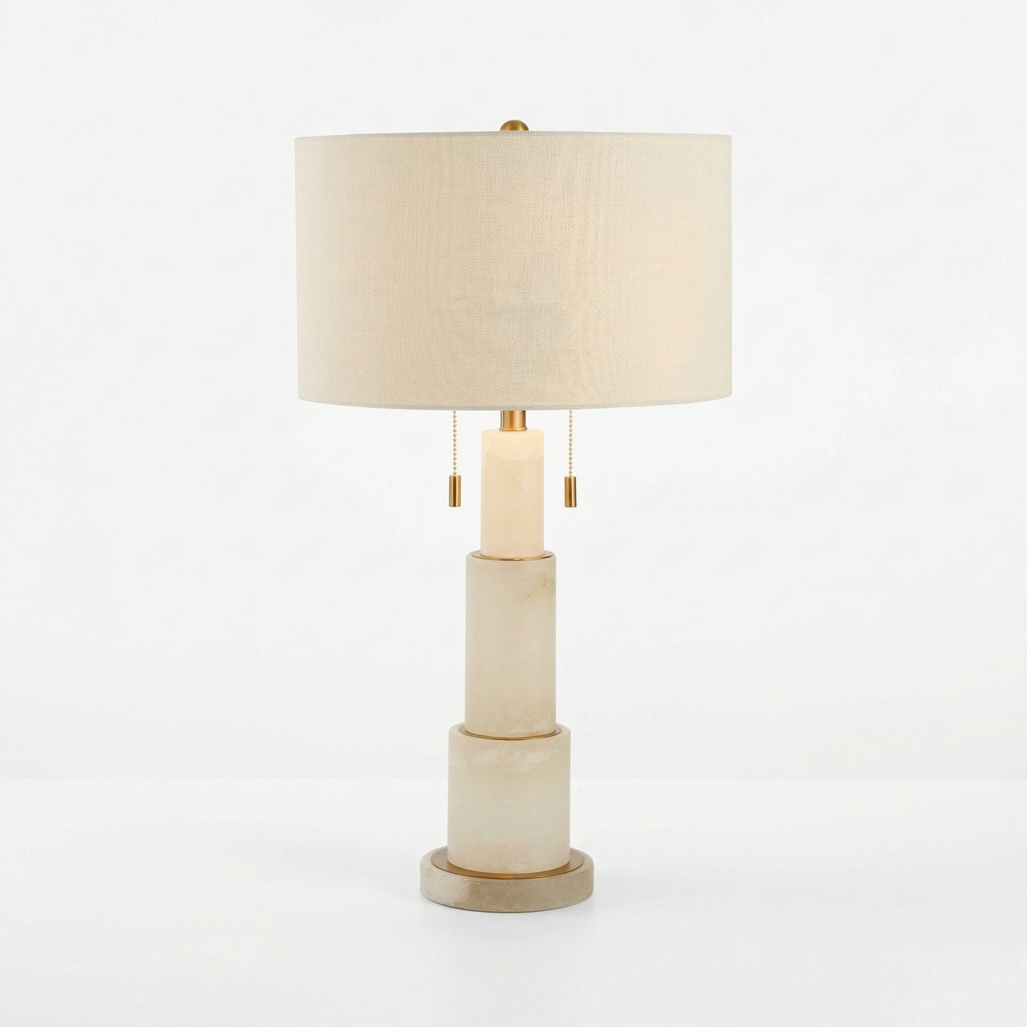 Luxury Marble Table Lamp with Fabric Shade – Modern Elegant Home Lighting