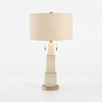 Luxury Marble Table Lamp with Fabric Shade – Modern Elegant Home Lighting