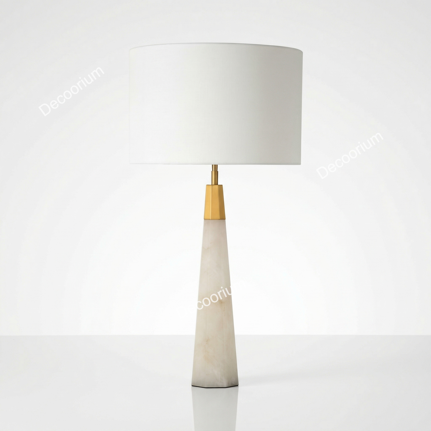 Modern Marble Table Lamp with Linen Shade – Luxury Minimalist Bedside Light for Living Room, Bedroom & Home Decor