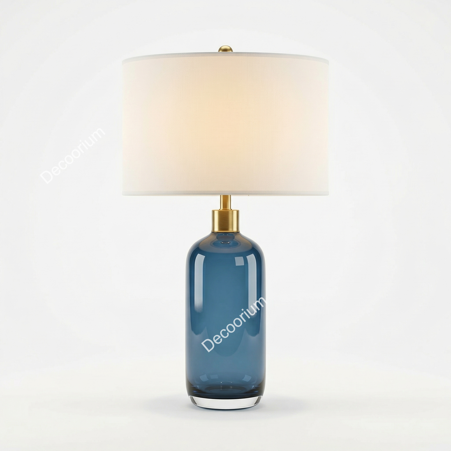 Modern Blue Glass Bedside Table Lamp – Luxury Home Decor Lighting with Premium Fabric Shade