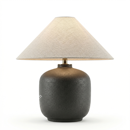 Modern Ceramic Table Lamp with Linen Shade – Minimalist Bedside & Living Room Lighting
