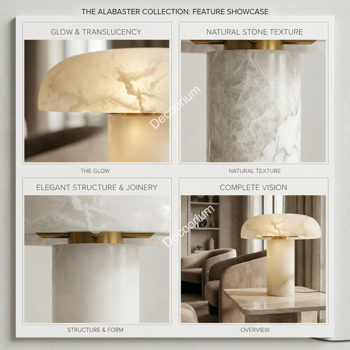 Luxury Marble Table Lamp – Modern Designer Stone Bedside Lamp