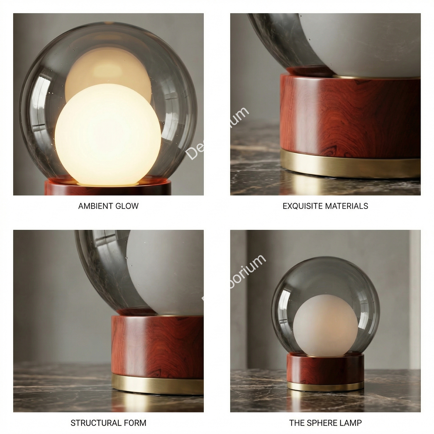 Modern Glass Globe Table Lamp with Wooden Base – Luxury Ambient Bedside Light | Designer Home Decor