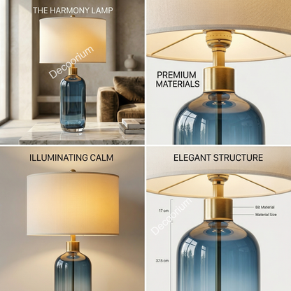 Modern Blue Glass Bedside Table Lamp – Luxury Home Decor Lighting with Premium Fabric Shade