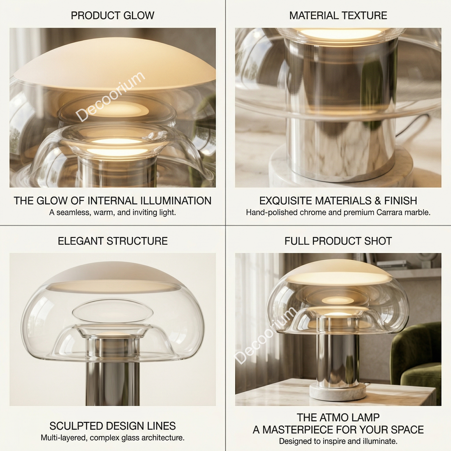 Modern Luxury Glass Dome Table Lamp – Minimalist Designer Bedside Lighting