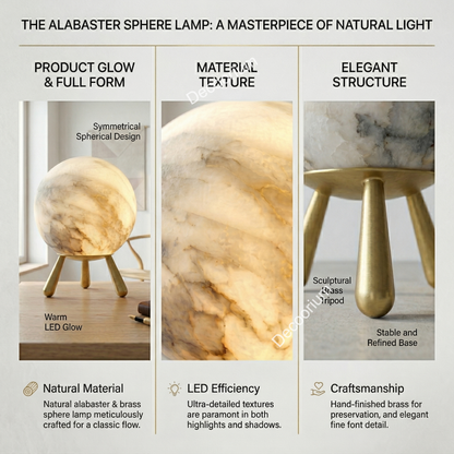 Designer Marble Globe Lamp – Modern Luxury Table Light for Living Room
