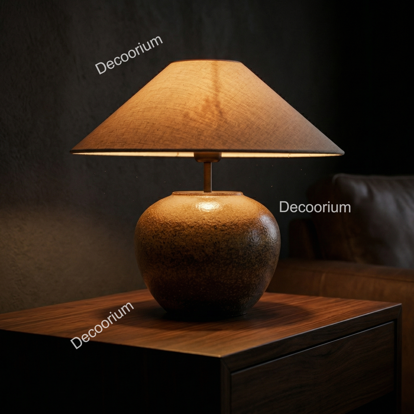 Modern Ceramic Table Lamp with Linen Shade – Minimalist Bedside & Living Room Lighting