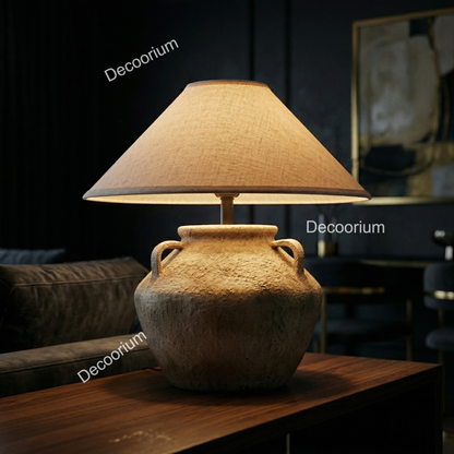 Modern Ceramic Table Lamp with Linen Shade – Minimalist Bedside & Living Room Lighting