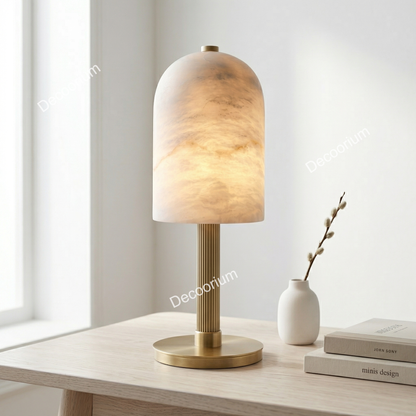Modern Marble Dome Table Lamp – Luxury Brass Base Ambient Lighting for Bedroom & Living Room