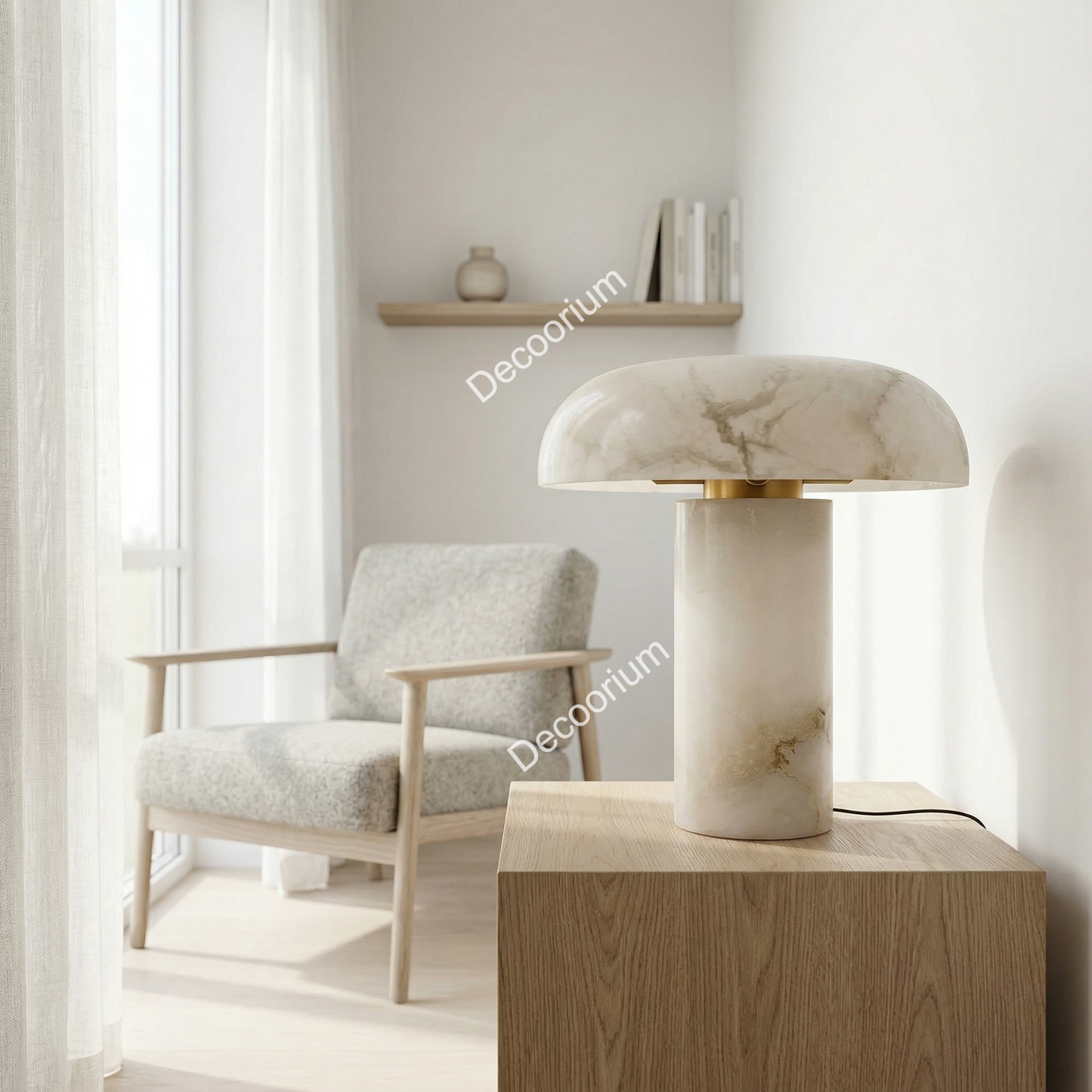 Luxury Marble Table Lamp – Modern Designer Stone Bedside Lamp