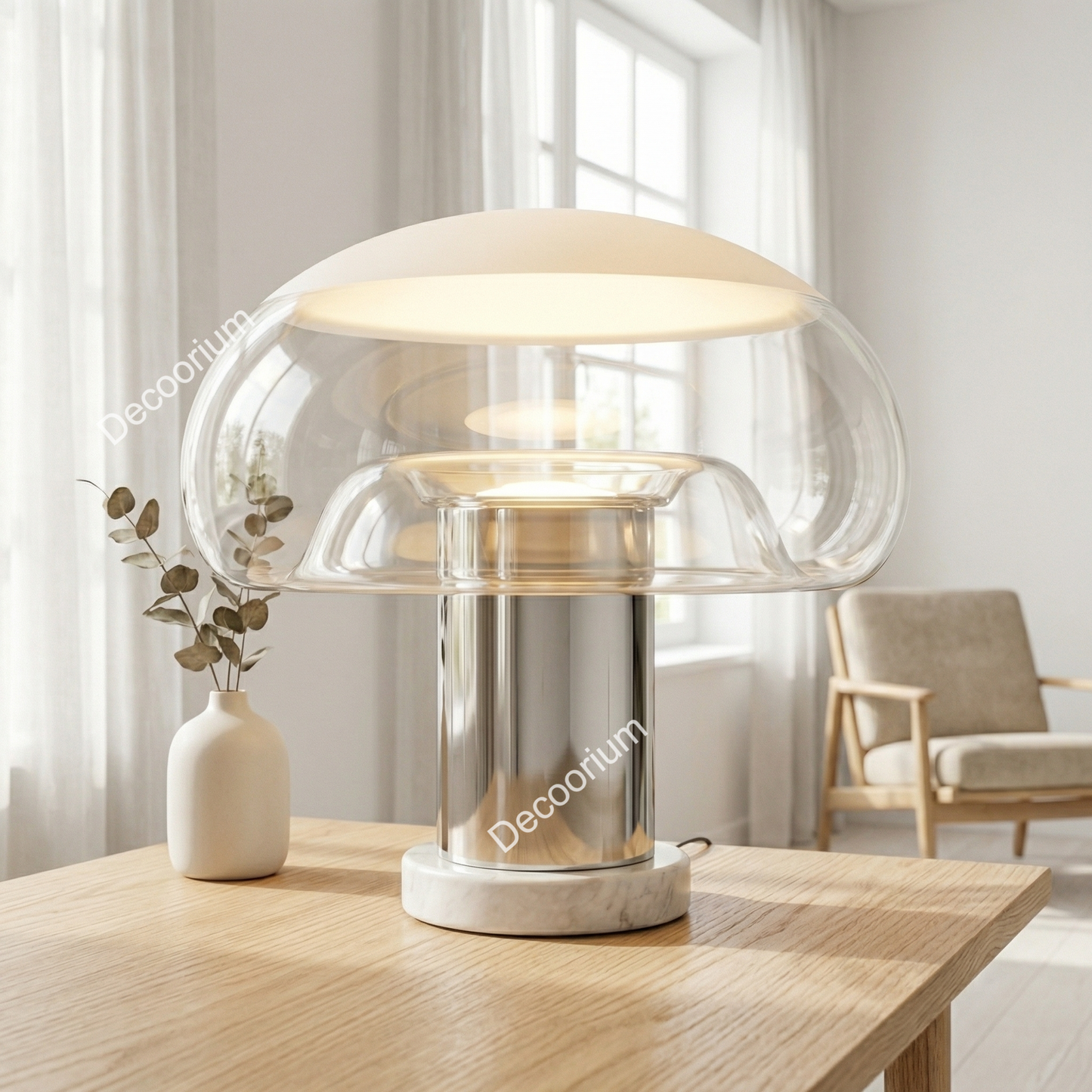 Modern Luxury Glass Dome Table Lamp – Minimalist Designer Bedside Lighting