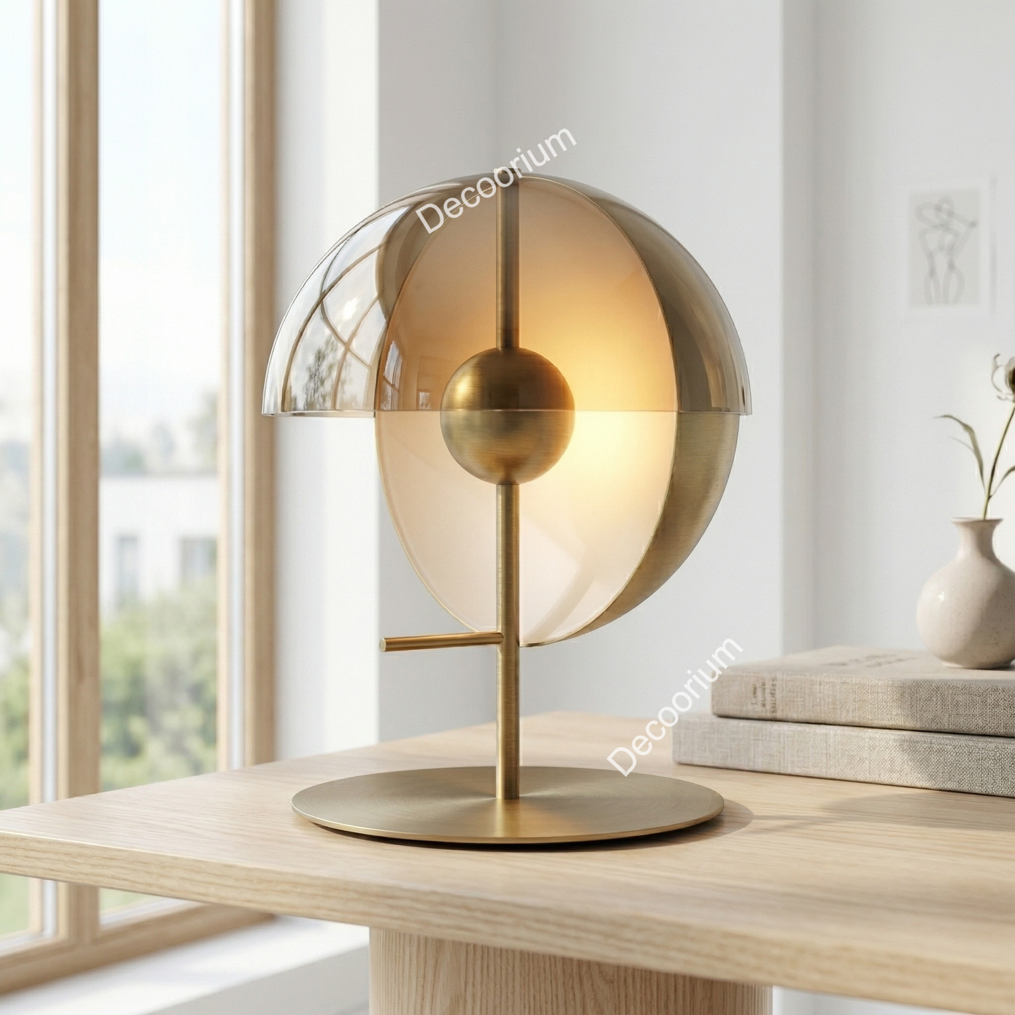 Luxury Modern Gold Glass Table Lamp – Designer LED Bedside Lamp for Living Room & Bedroom Decor