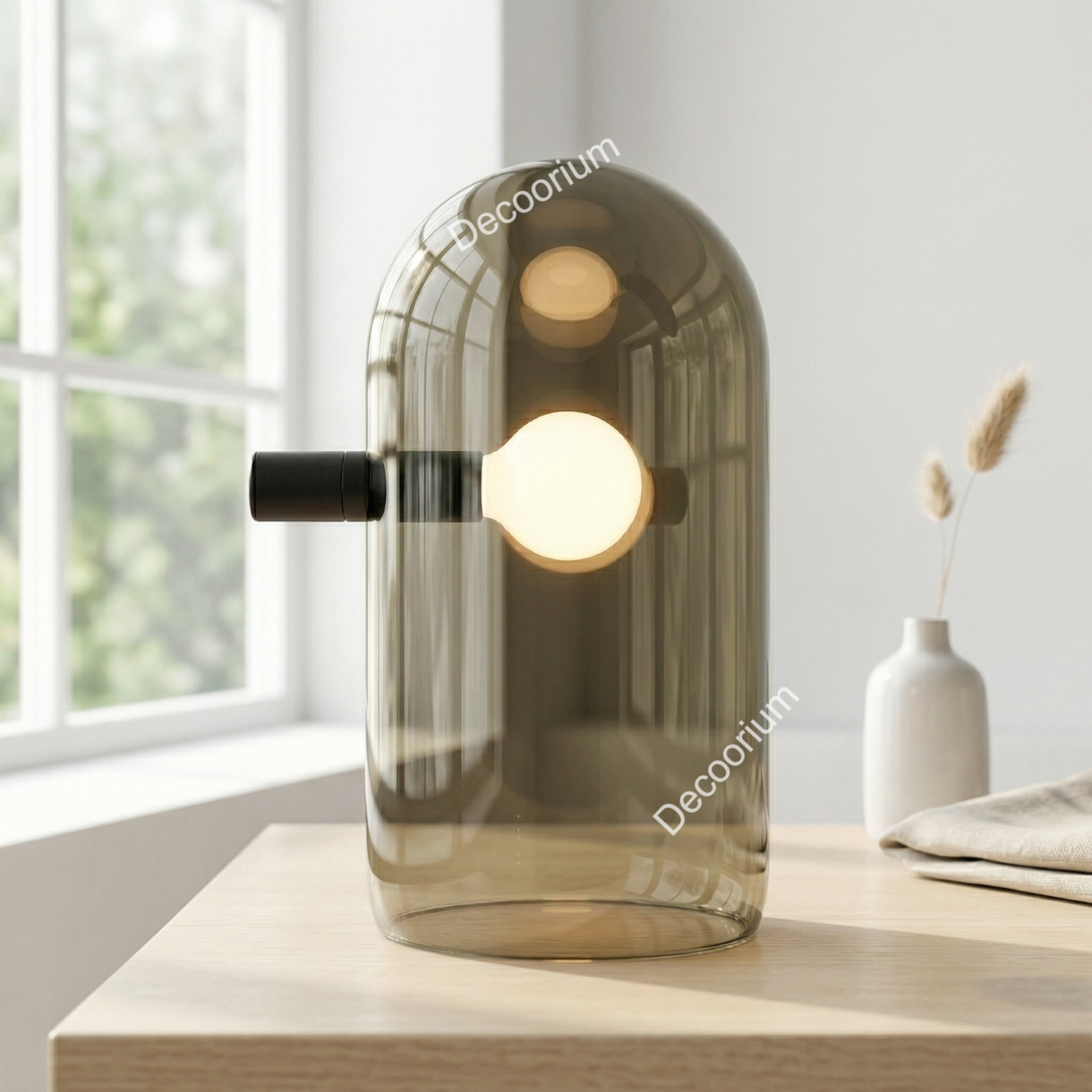 Designer Glass Dome Table Lamp – Elegant Modern Accent Lighting