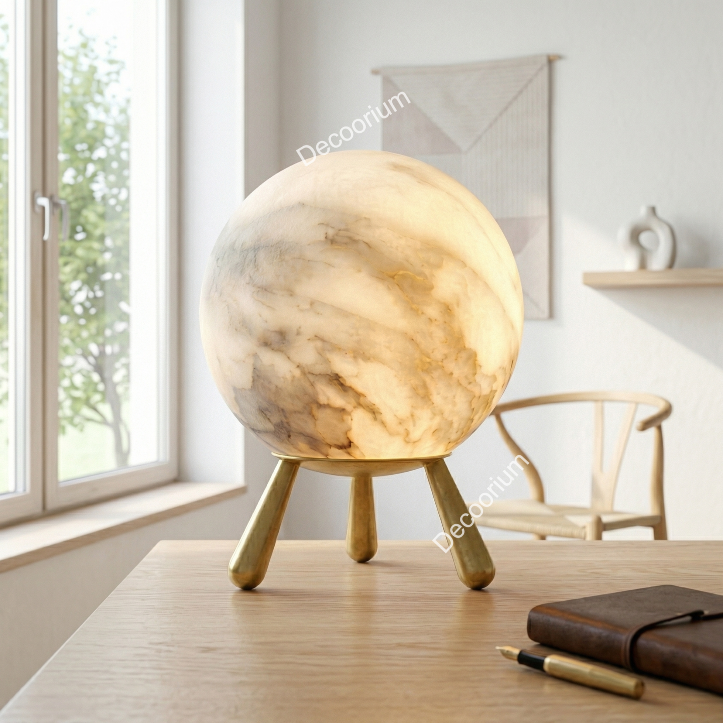 Designer Marble Globe Lamp – Modern Luxury Table Light for Living Room
