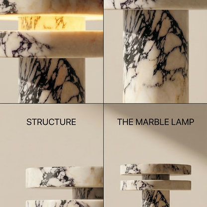 Luxury Natural Marble Table Lamp with Soft LED Light – Elegant Modern Bedside Decor Lamp