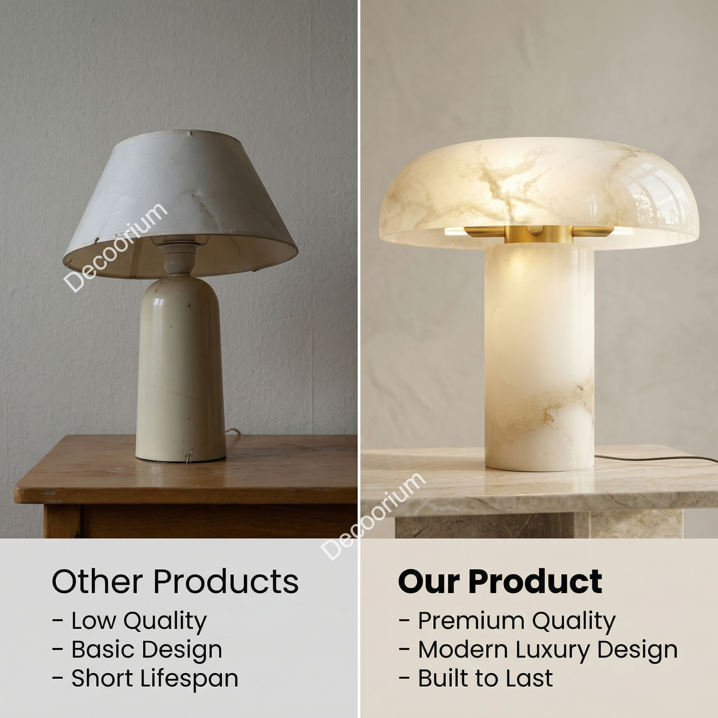 Luxury Marble Table Lamp – Modern Designer Stone Bedside Lamp