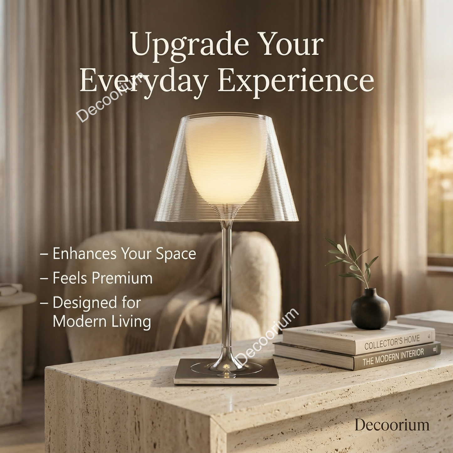 Elegant Designer Glass Lamp – Contemporary Minimalist Table Light for Home Decor
