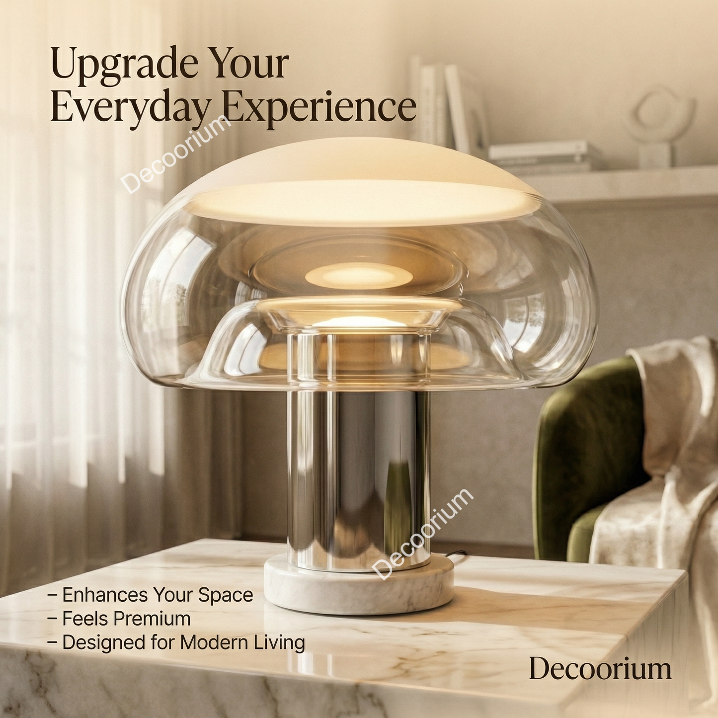 Modern Luxury Glass Dome Table Lamp – Minimalist Designer Bedside Lighting