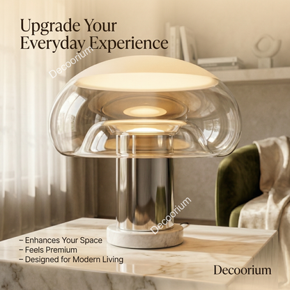 Modern Luxury Glass Dome Table Lamp – Minimalist Designer Bedside Lighting