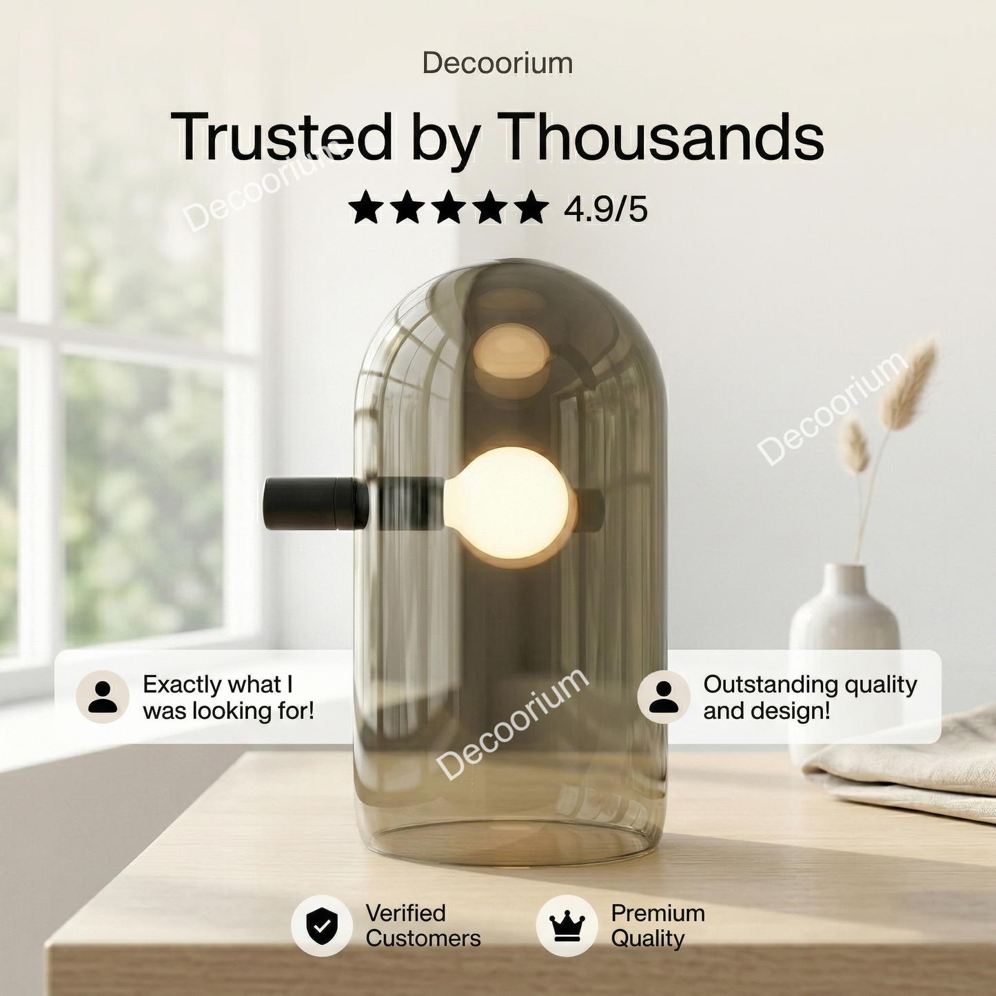 Designer Glass Dome Table Lamp – Elegant Modern Accent Lighting