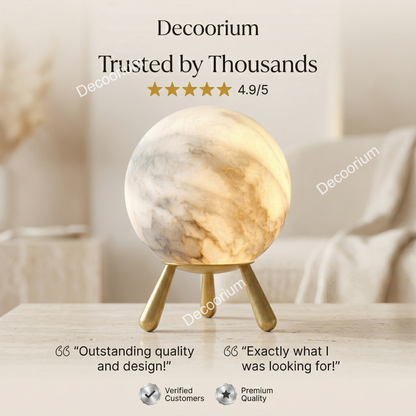 Designer Marble Globe Lamp – Modern Luxury Table Light for Living Room