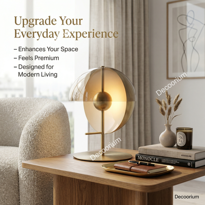 Luxury Modern Gold Glass Table Lamp – Designer LED Bedside Lamp for Living Room & Bedroom Decor