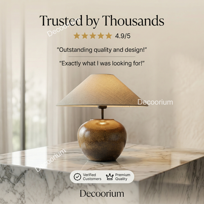 Modern Ceramic Table Lamp with Linen Shade – Minimalist Bedside & Living Room Lighting