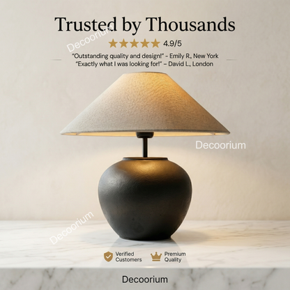 Modern Ceramic Table Lamp with Linen Shade – Minimalist Bedside & Living Room Lighting