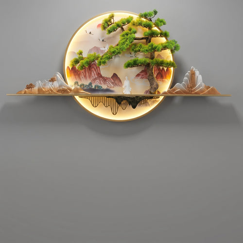 Luxury  Bonsai Mountain LED Wall Art Sculpture – Modern Metal Landscape Light Decor for Living Room Bedroom Hallway Office