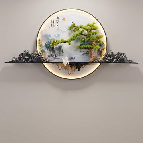 Luxury  Bonsai Mountain LED Wall Art Sculpture – Modern Metal Landscape Light Decor for Living Room Bedroom Hallway Office
