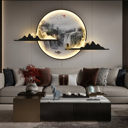 Luxury  Bonsai Mountain LED Wall Art Sculpture – Modern Metal Landscape Light Decor for Living Room Bedroom Hallway Office